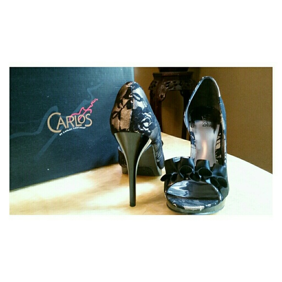 🌹 Carlos Santana Lace Peep-Toe Heels 🌹 - Picture 1 of 2