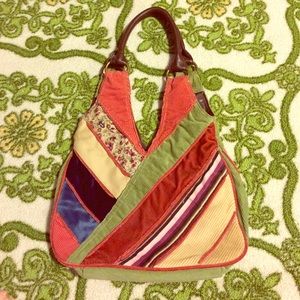 Patchwork corduroy hobo style purse like new!