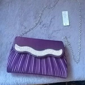 Purple jeweled Clutch with silver strap