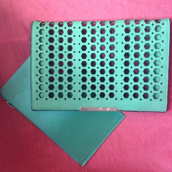Green Transparent Clutch with Privacy Pouch