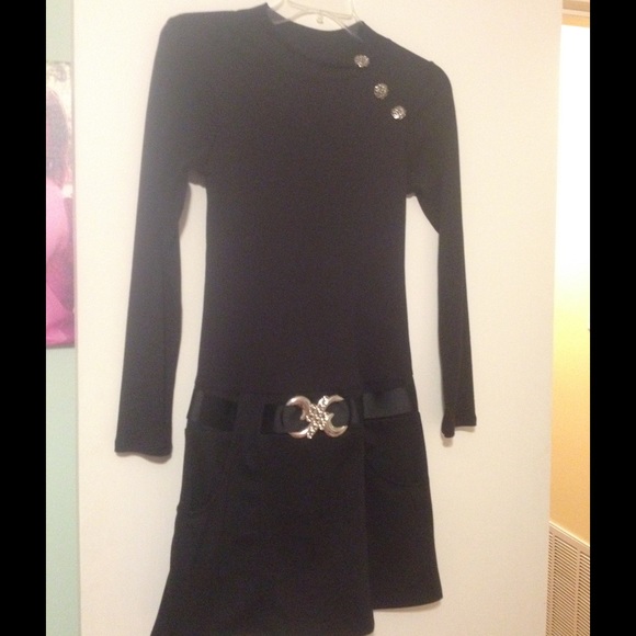 Short, long sleeve black dress