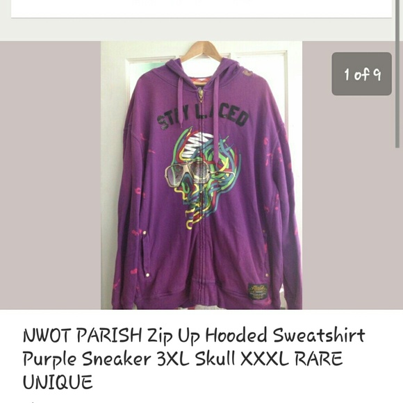 Parish zip up Hoodie purple sneaker 3xl xxxl new
