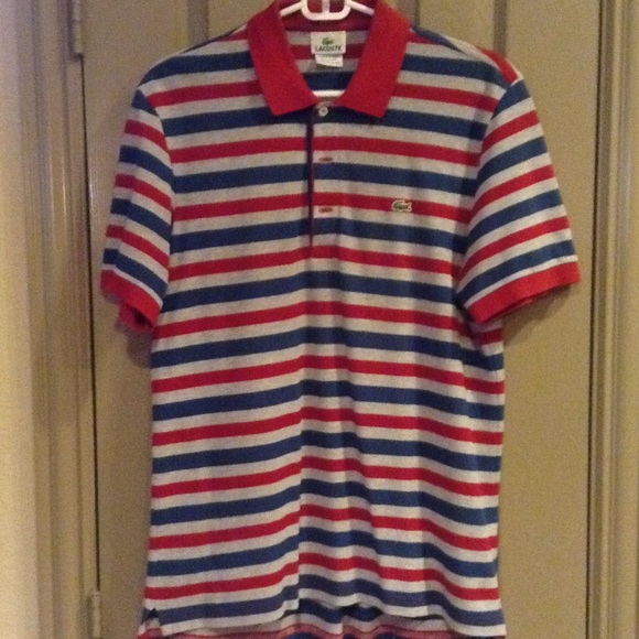 Men's Red, blue and grey Lacoste shirt