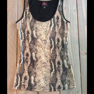 Beautiful Bebe snakeskin sequin tank