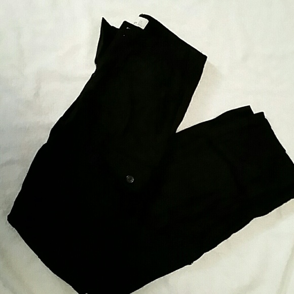 Black linen cargo pants, Tall.