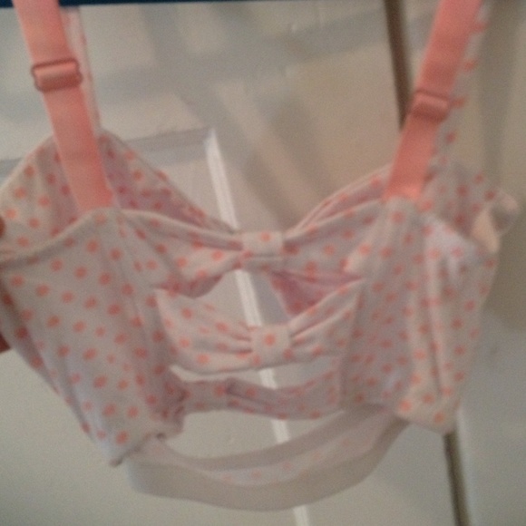 NWOT Polka Dot Caged Bow Bralette - Picture 2 of 2