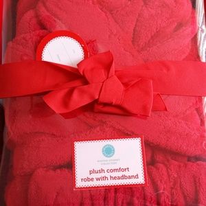 Red Plush comfort robe with headband
