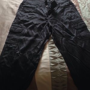 Silky black crop pants