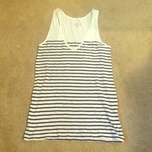 J.Crew White and Navy Striped Tank