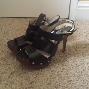 Black leather Michael Kors heels size 7.5