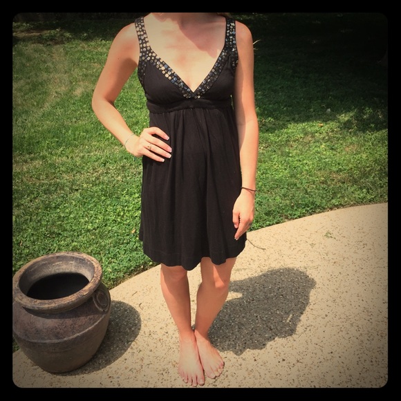 Black cotton Roxy dress - Picture 1 of 2