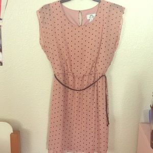Pale Pink Polka Dot Dress w/ Belt