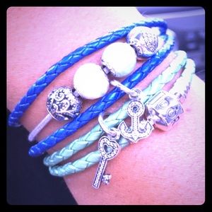 Brand new Pandora blue leather bracelet!
