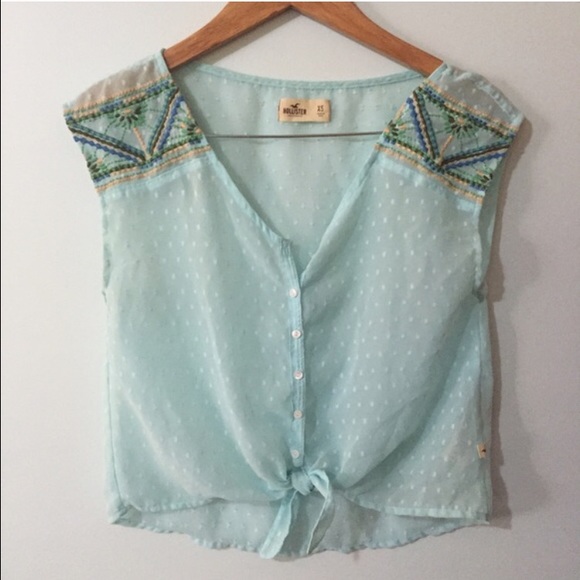 Blue Hollister Sheer Shirt