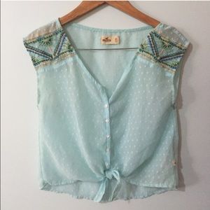 Blue Hollister Sheer Shirt