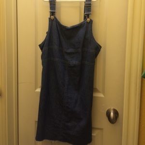 LL Bean mini overall denim dress