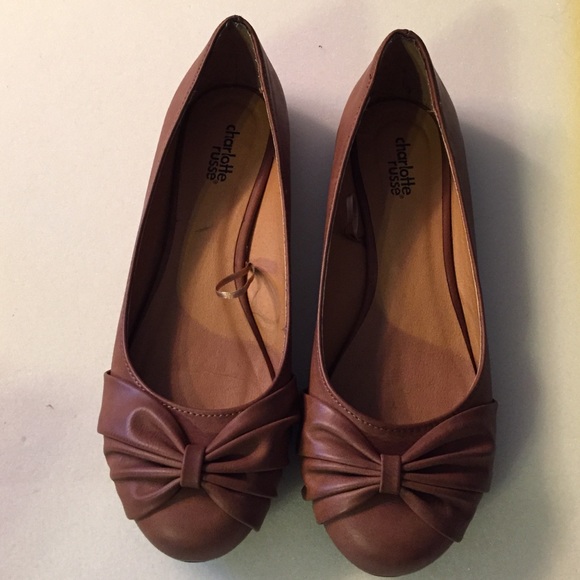 Brown leather flats