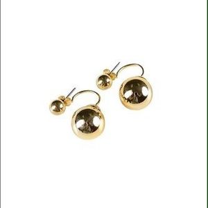 Gold Doubled Sided Pearl Stud Earrings