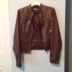 Brown fake leather jacket