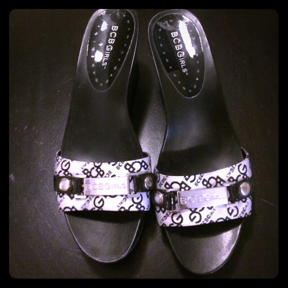 BCBGirls black and white wedges