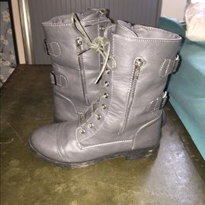 Gray combat boots