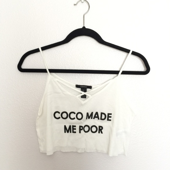 Forever 21 Tops - Coco made me poor white crop top