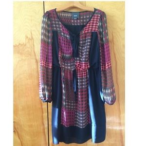 Anthropologie 'Maeve' L/S  print cross-tie dress