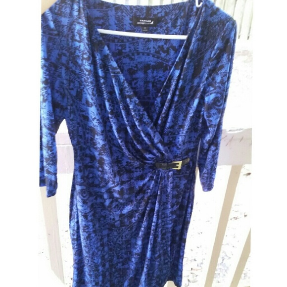 Brilliant Blue Ruched Faux Wrap Dress