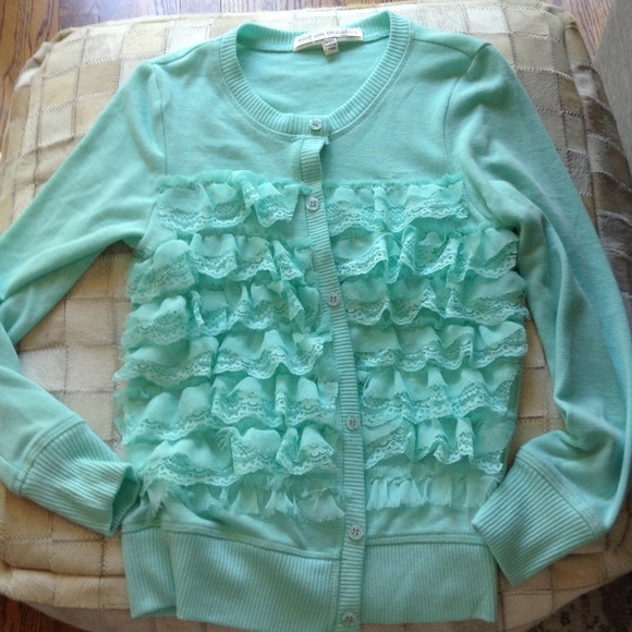 Trendy Mint! Boutique Ruffled Cardi - Girls' Med