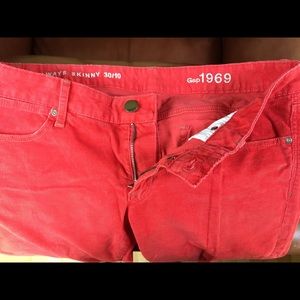 GAP 1969 Tomato red corduroy always skinny jeans