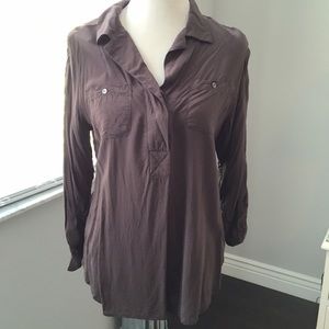 Sandra Ingrish Grey Roll Tab Sleeve Tunic