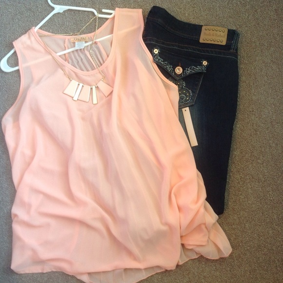 Lavish Tops - Sheer peach tank top NWT