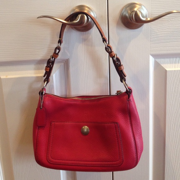 Coach Handbags - Authentic dark pink leather coach bag, gently used