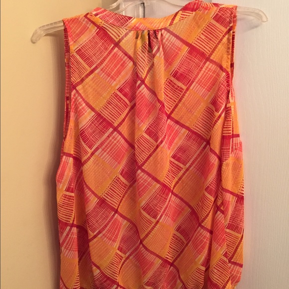 Sleeveless Orange, Yellow, and Dark Red Blouse - Picture 2 of 4