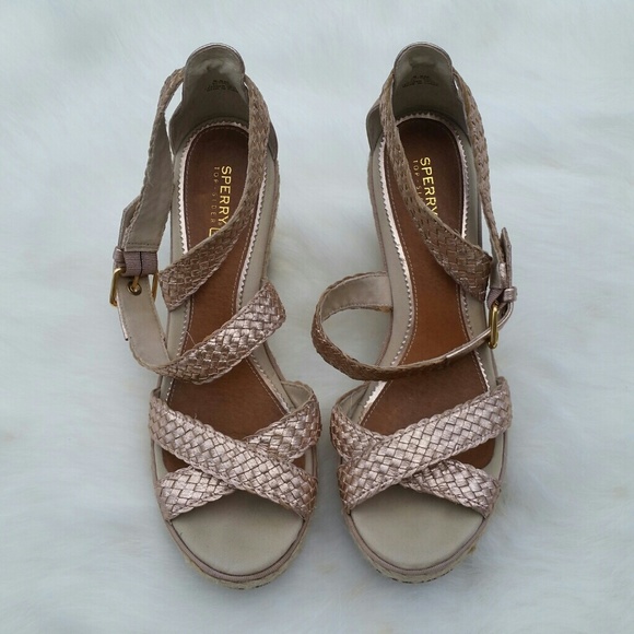 Sperry Top-Sider Pink Metallic Wedge Sandals - Picture 2 of 4