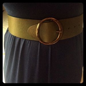 Olive green leather waist belt