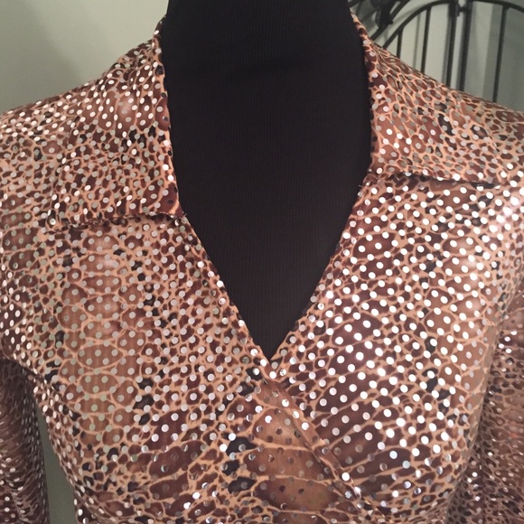 Brown and Beige Animal Print with silver sequins - Picture 3 of 3