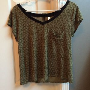 Army green giraffe print top