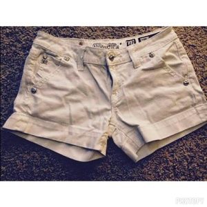 White miss me shorts