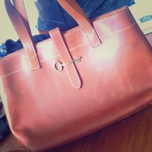 Fossil brown leather tote
