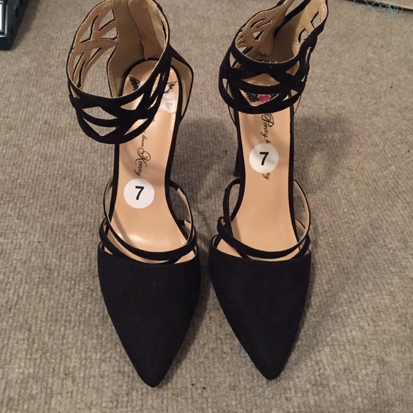 Black suede pointed heels