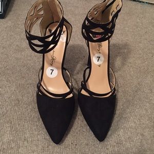 Black suede pointed heels