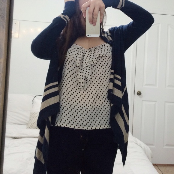 Striped Waterfall Cardigan