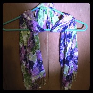 Purple and Green Floral Scarf