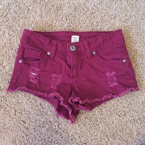 Denim distressed shorts