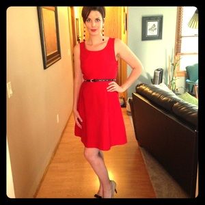 Classy Red Dress with Keyhole Back and A-line