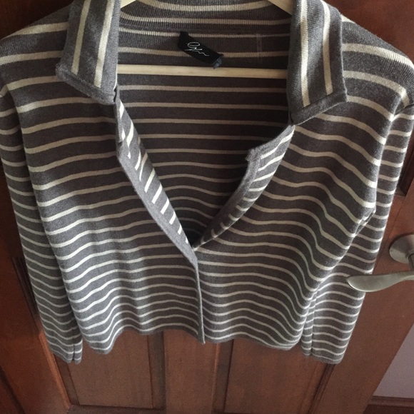 Brown stripped jersey blazer