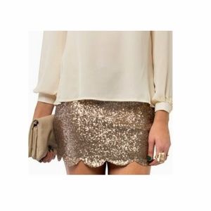 Gold sequin scalloped Tobi skirt