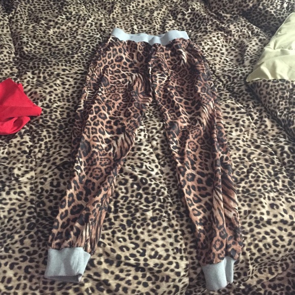 Leopard and gray joggers