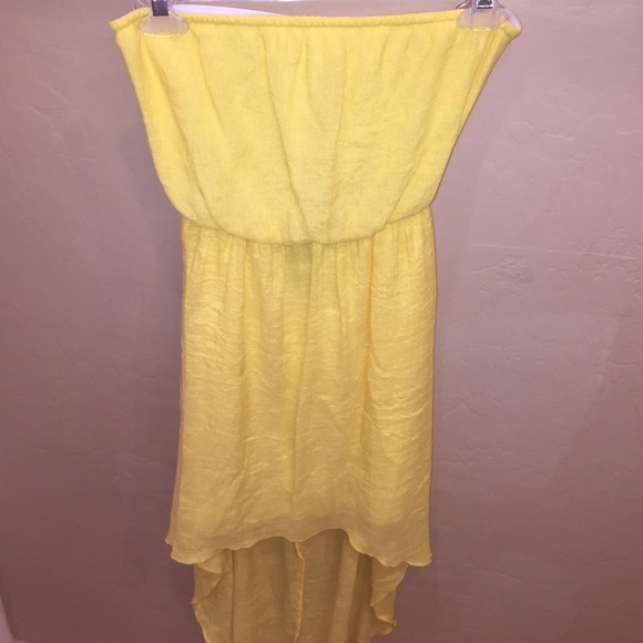 High low strapless dress